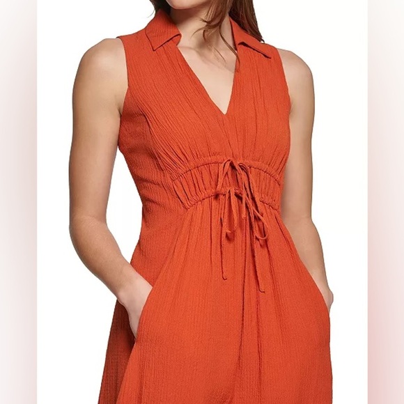 NWT Calvin Klein Textured Drawstring-Waist Dress - Picture 4 of 10